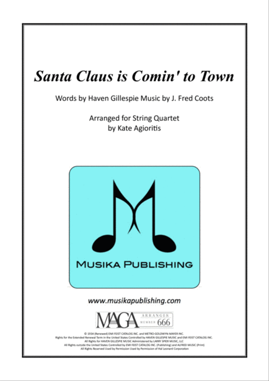 Santa Claus Is Comin' To Town String Quartet scores gallery preview page 1