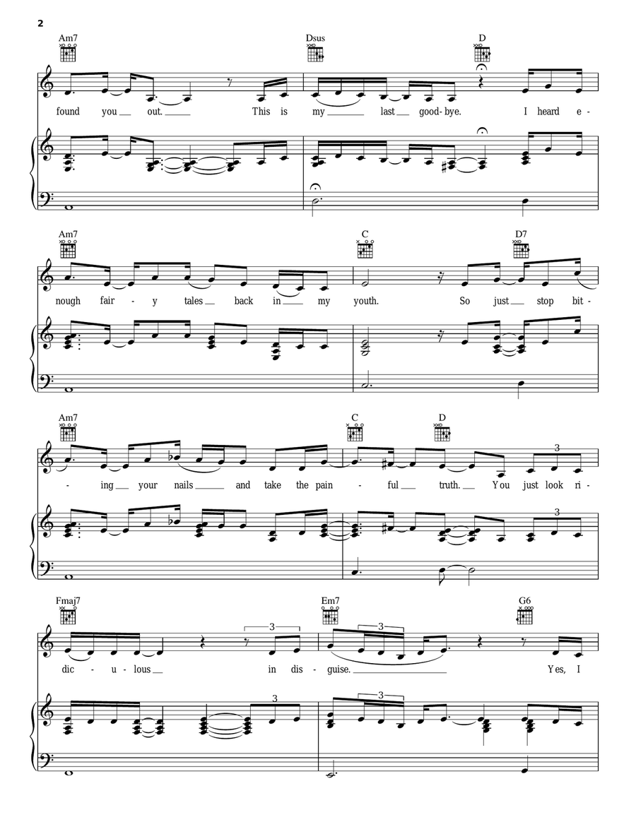 Gone Piano, Vocal, Guitar scores gallery preview page 2