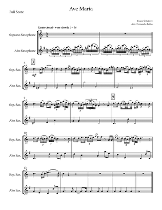 Ave Maria (Franz Schubert) for Soprano Saxophone & Alto Saxophone Duo