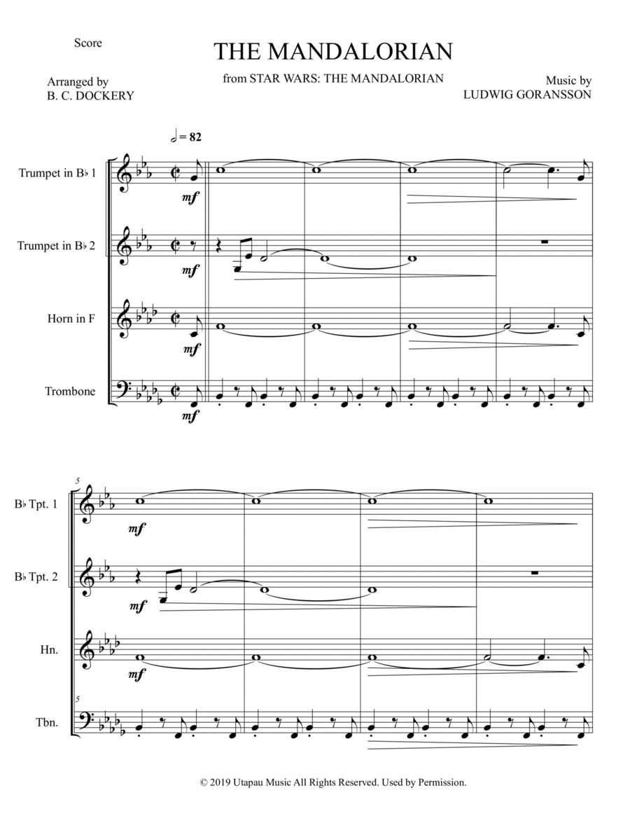 The Mandalorian Brass Quartet scores gallery preview page 1