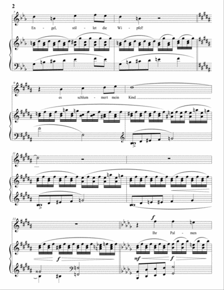 WOLF: Die ihr schwebet um diese Palmen (transposed to E-flat major) Voice scores gallery preview page 3