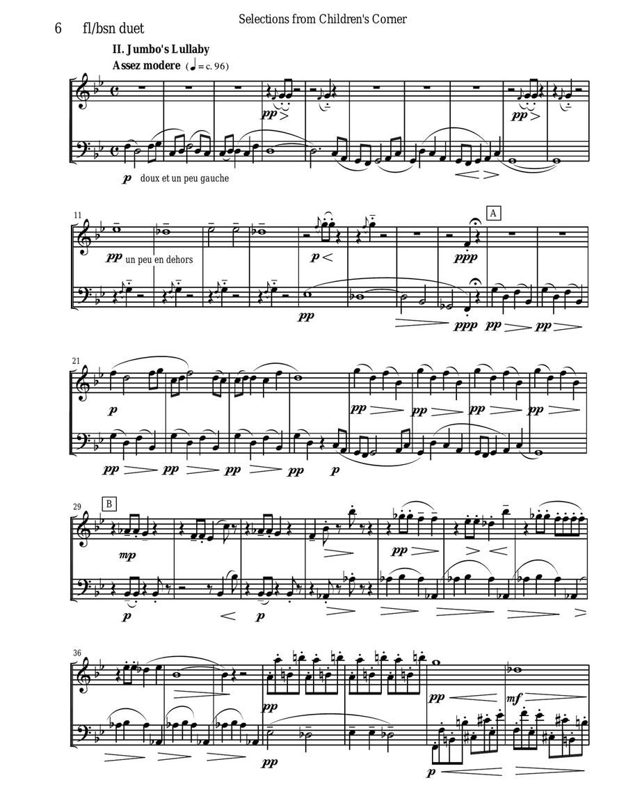 Debussy Children's Corner for flute and bassoon duet Woodwind Duet scores gallery preview page 6