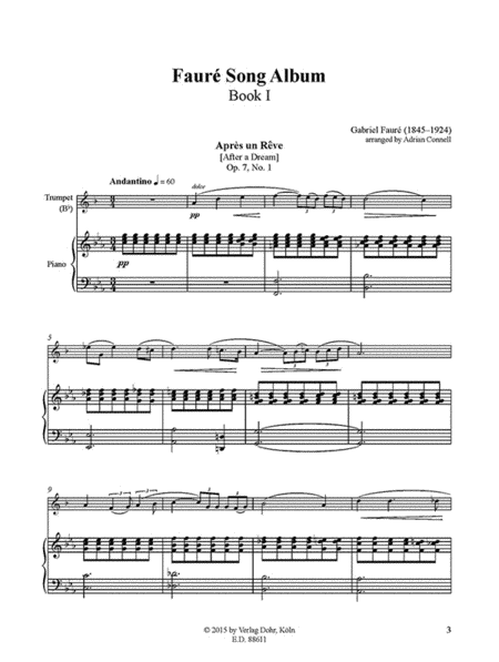 Fauré Song Album I (für Trompete und Klavier)