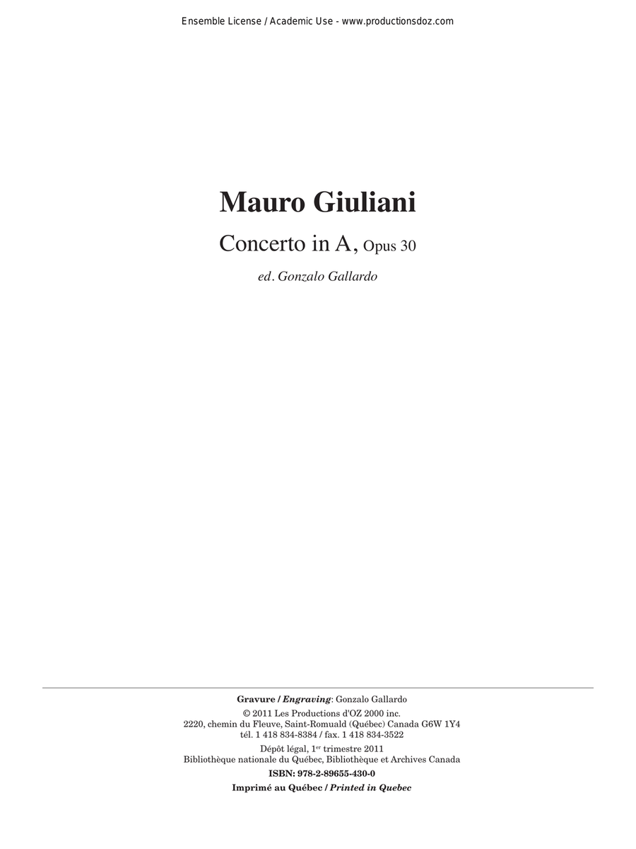 Concerto in A, opus 30 (réduction de piano) Cello scores gallery preview page 1