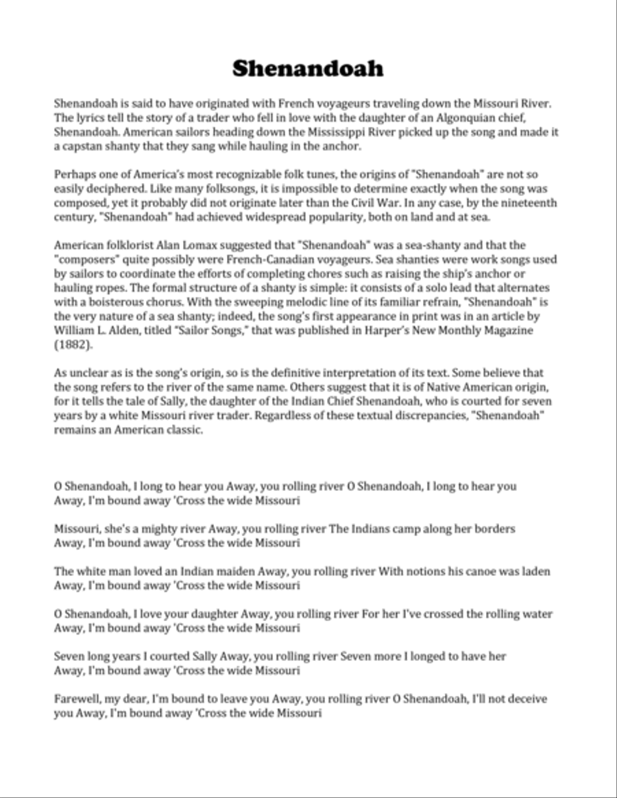 Shenandoah for Woodwind Quintet Woodwind Quintet scores gallery preview page 2