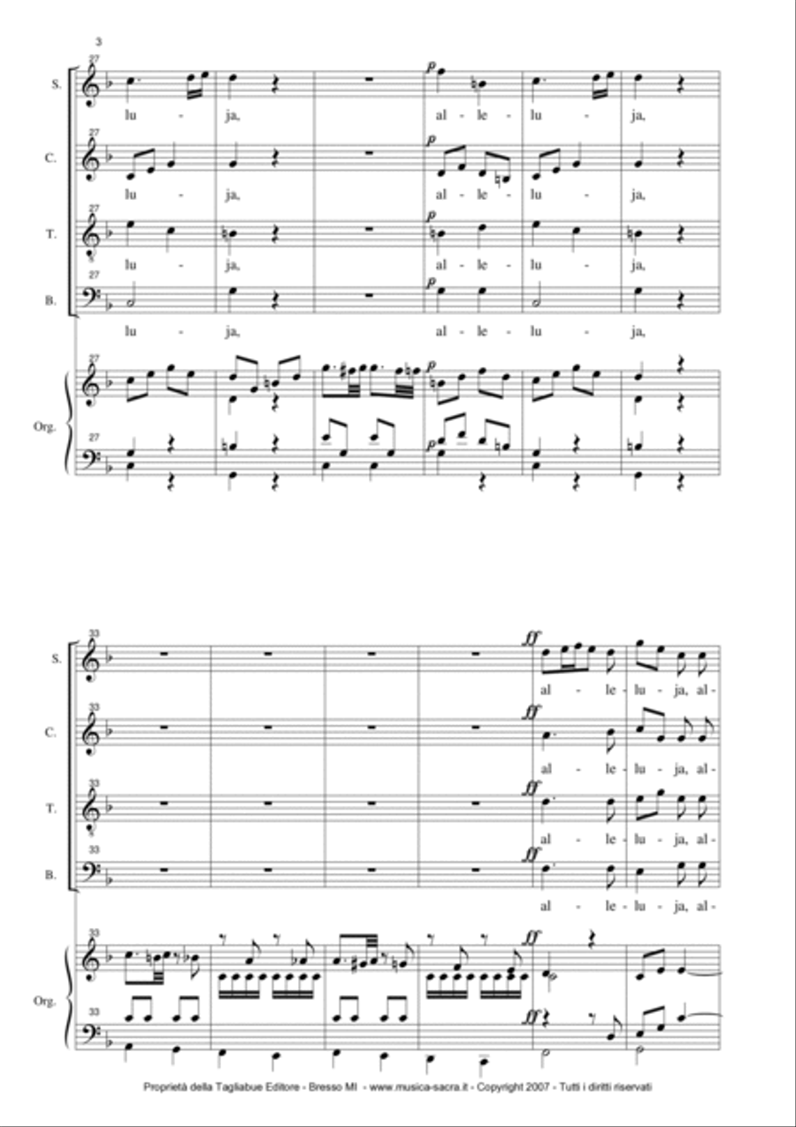 ALLELUJA (Exsultate, jubilate K.165) W.A.Mozart - Arr. for SATB Choir and Organ 4-Part scores gallery preview page 3