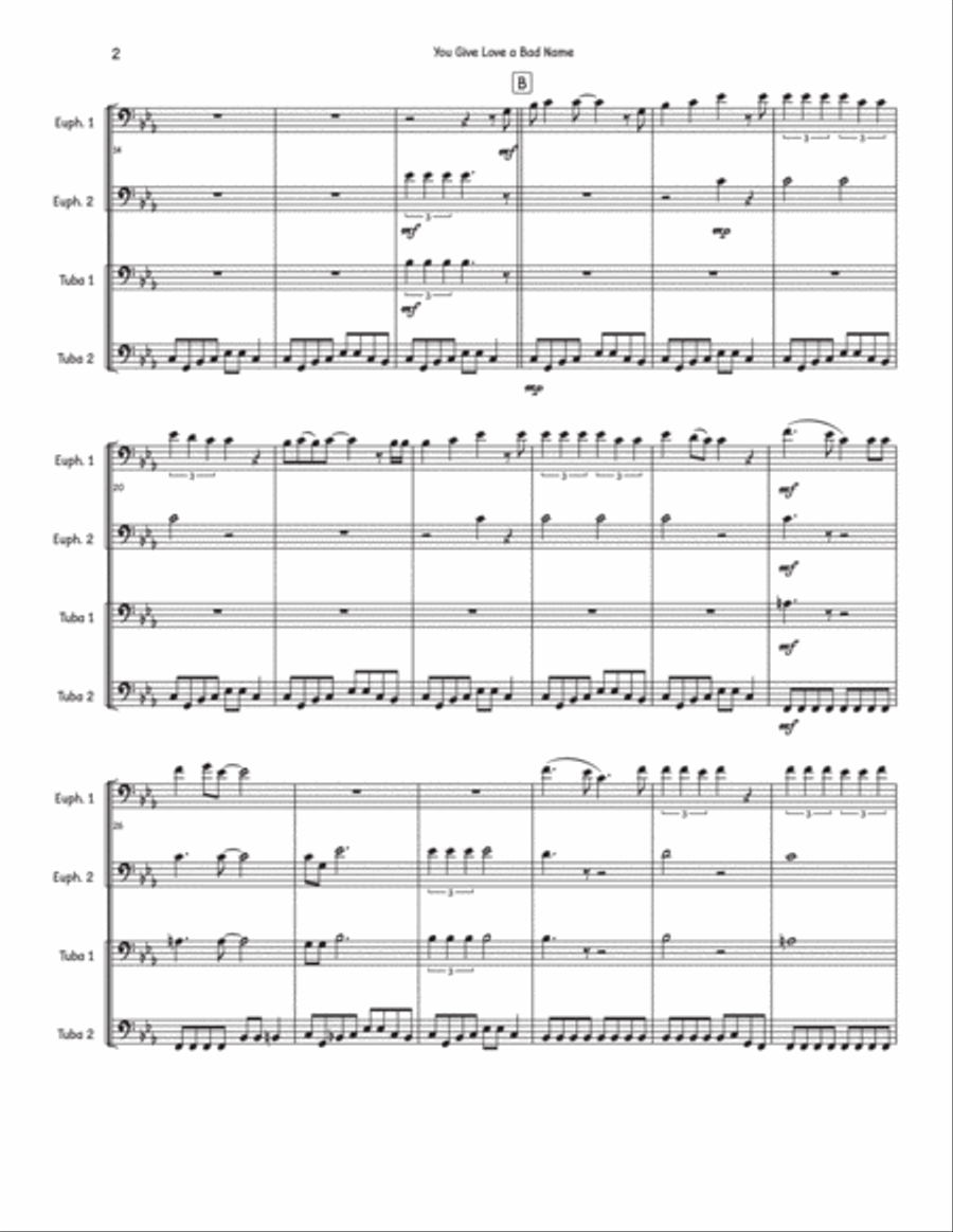 You Give Love A Bad Name Brass Quartet scores gallery preview page 2