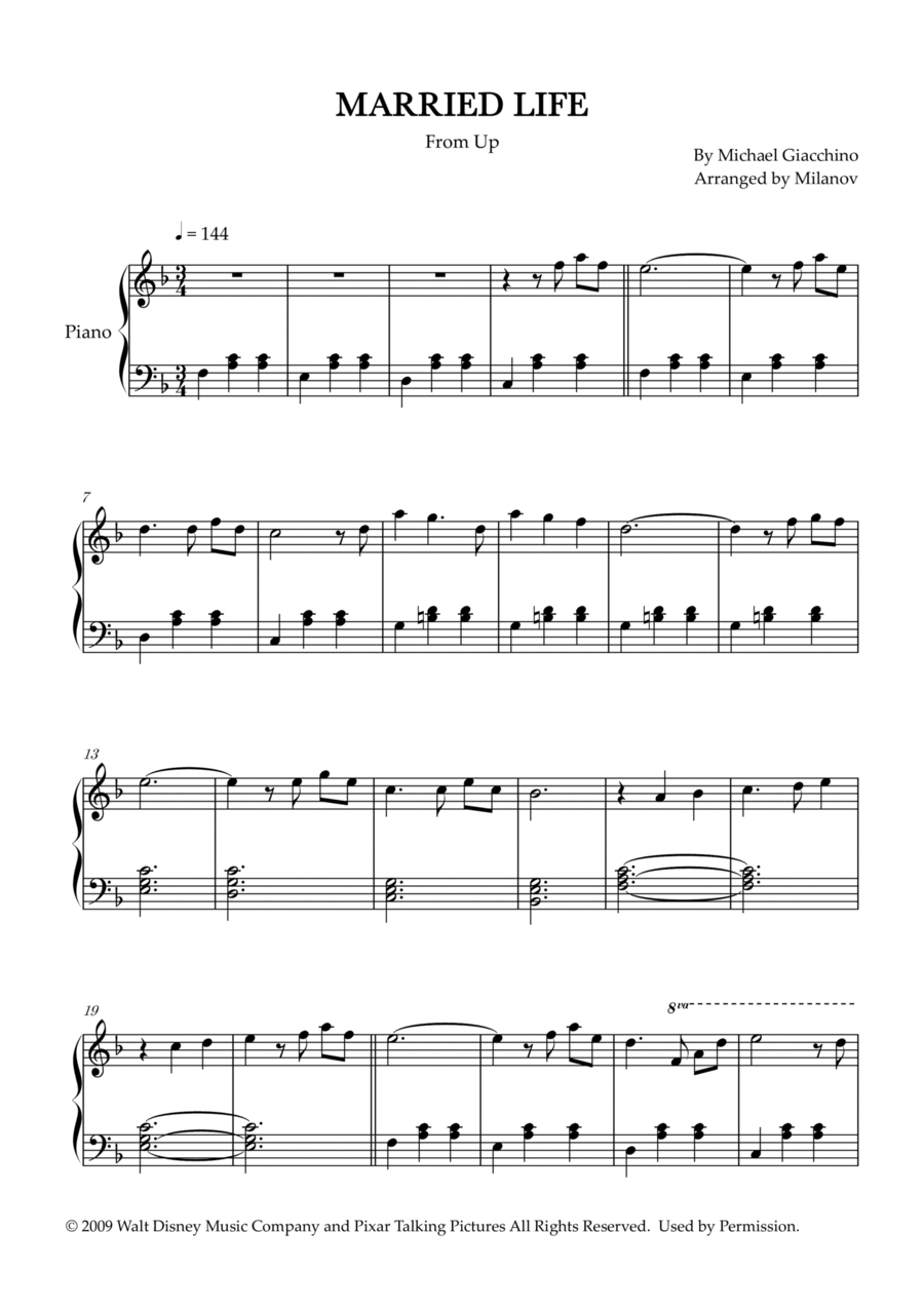Married Life Piano Solo scores gallery preview page 1