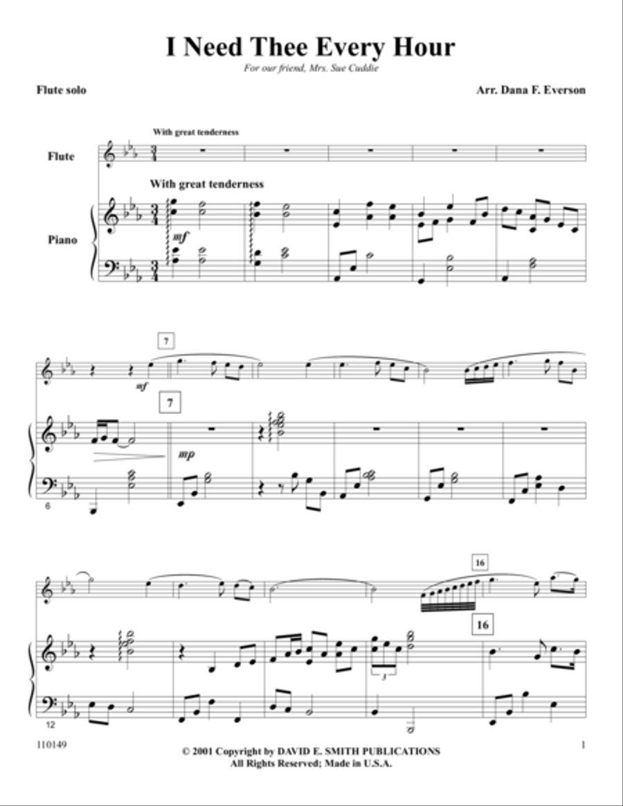 I Need Thee Every Hour Flute Solo scores gallery preview page 1