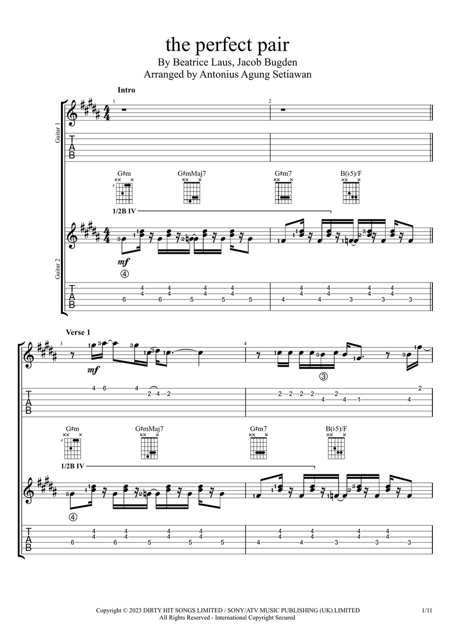 The Perfect Pair Guitar Ensemble scores gallery preview page 1