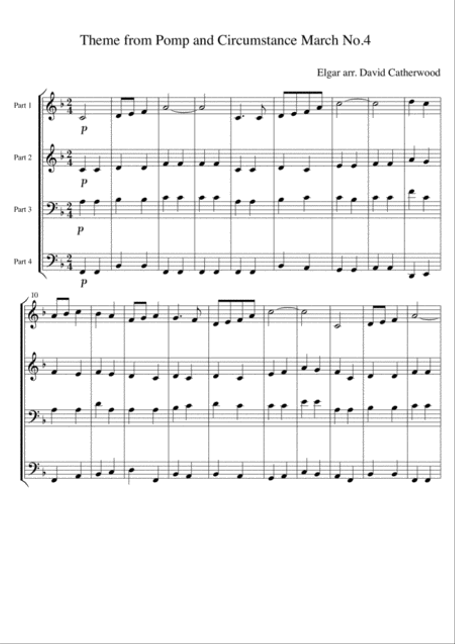 Theme from Pomp and Circumstance March No. 4 by Elgar arr. for flexible ensemble (David Catherwood) Concert Band scores gallery preview page 1
