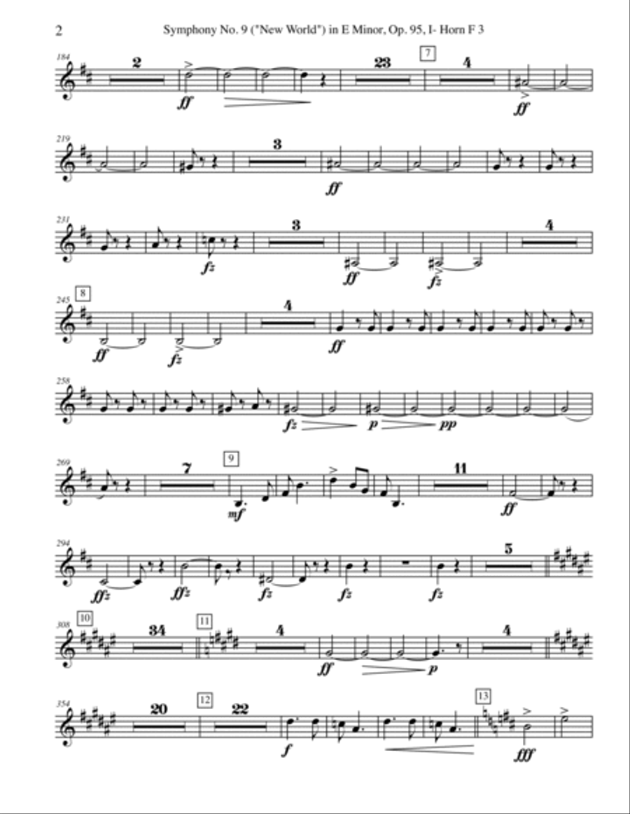 Dvorak Symphony No. 9, New World, Movement I - Horn in F 3