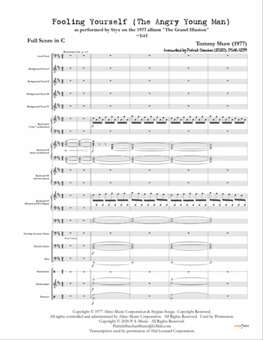 Fooling Yourself (the Angry Young Man) Small Ensemble scores gallery preview page 1