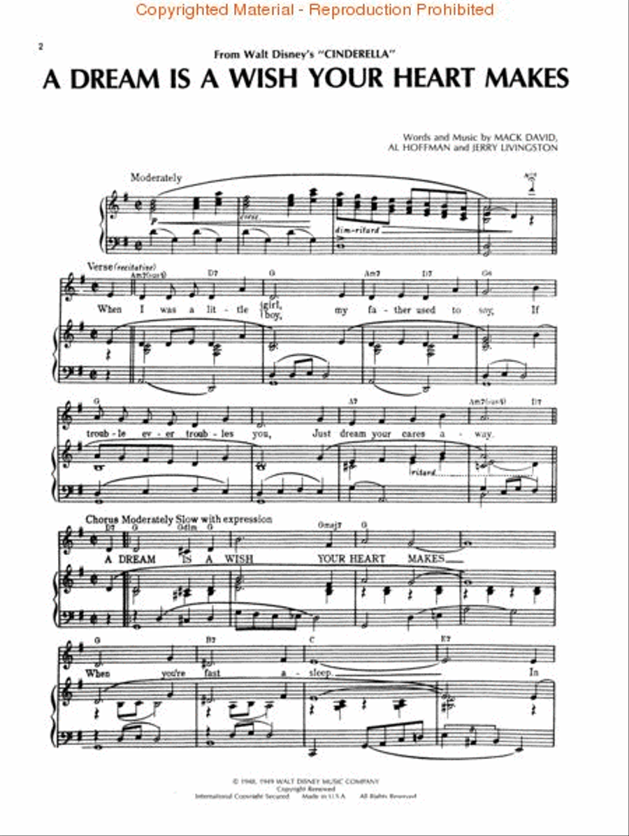 A Dream Is a Wish Your Heart Makes Piano, Vocal, Guitar scores gallery preview page 2
