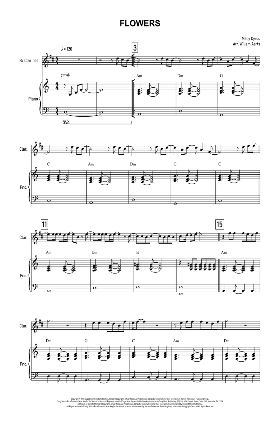Flowers B-Flat Clarinet scores gallery preview page 1
