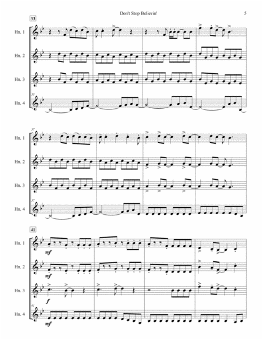 Don't Stop Believin' Brass Ensemble scores gallery preview page 5