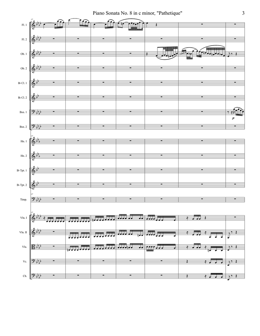 Pathetique Sonata, Movement 2 Full Orchestra scores gallery preview page 3