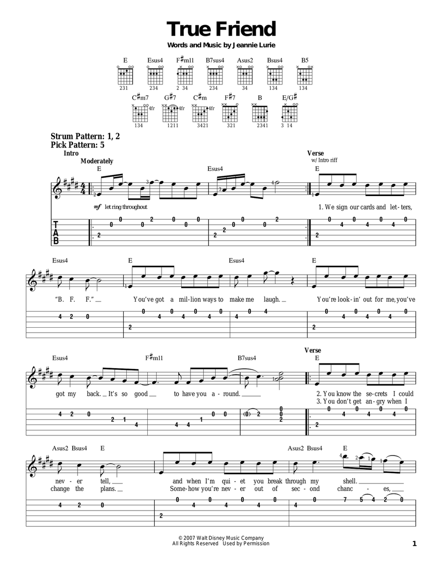 True Friend True Friend Acoustic Guitar scores gallery preview page 1