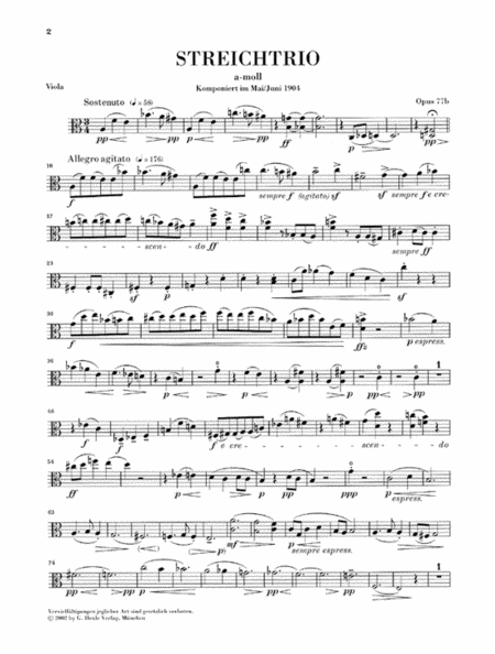 String Trios A minor Op. 77b and D minor Op. 141b
