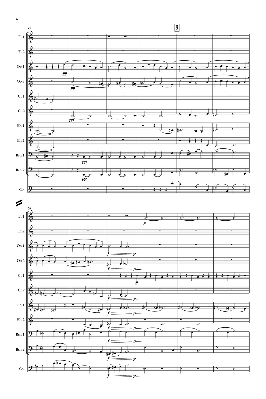 Delius: On hearing the first cuckoo in Spring - symphonic wind Woodwind Quintet scores gallery preview page 6