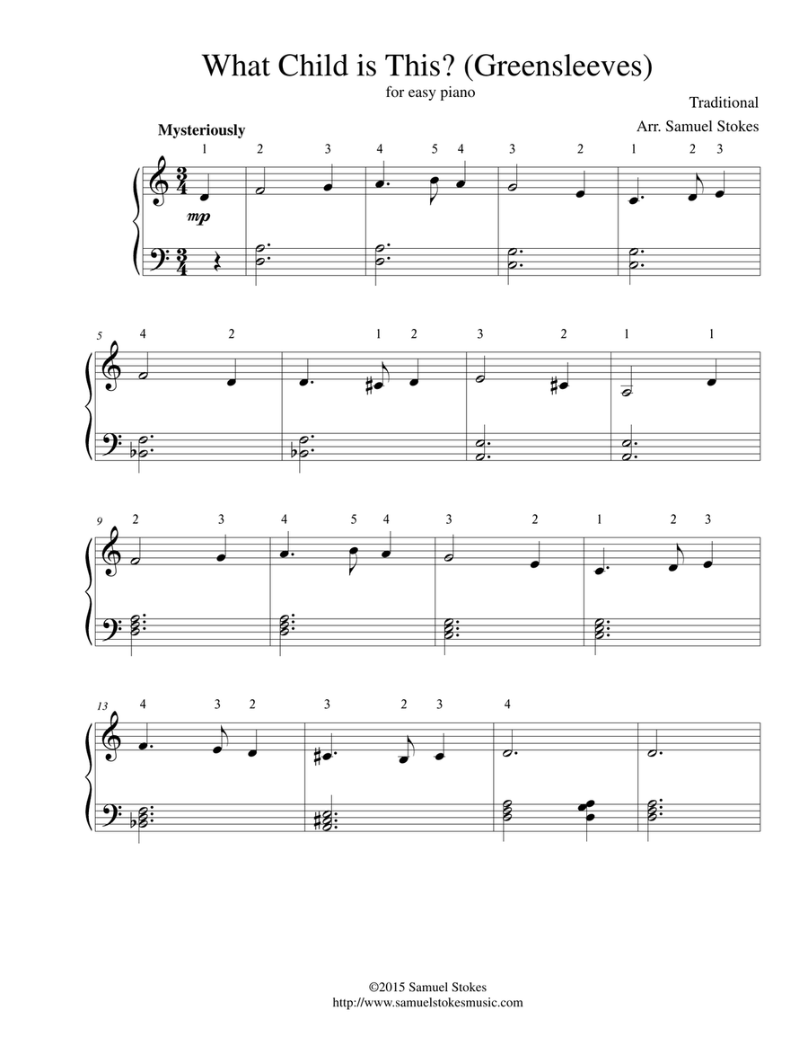 What Child is This? (Greensleeves) - for easy piano Easy Piano scores gallery preview page 1