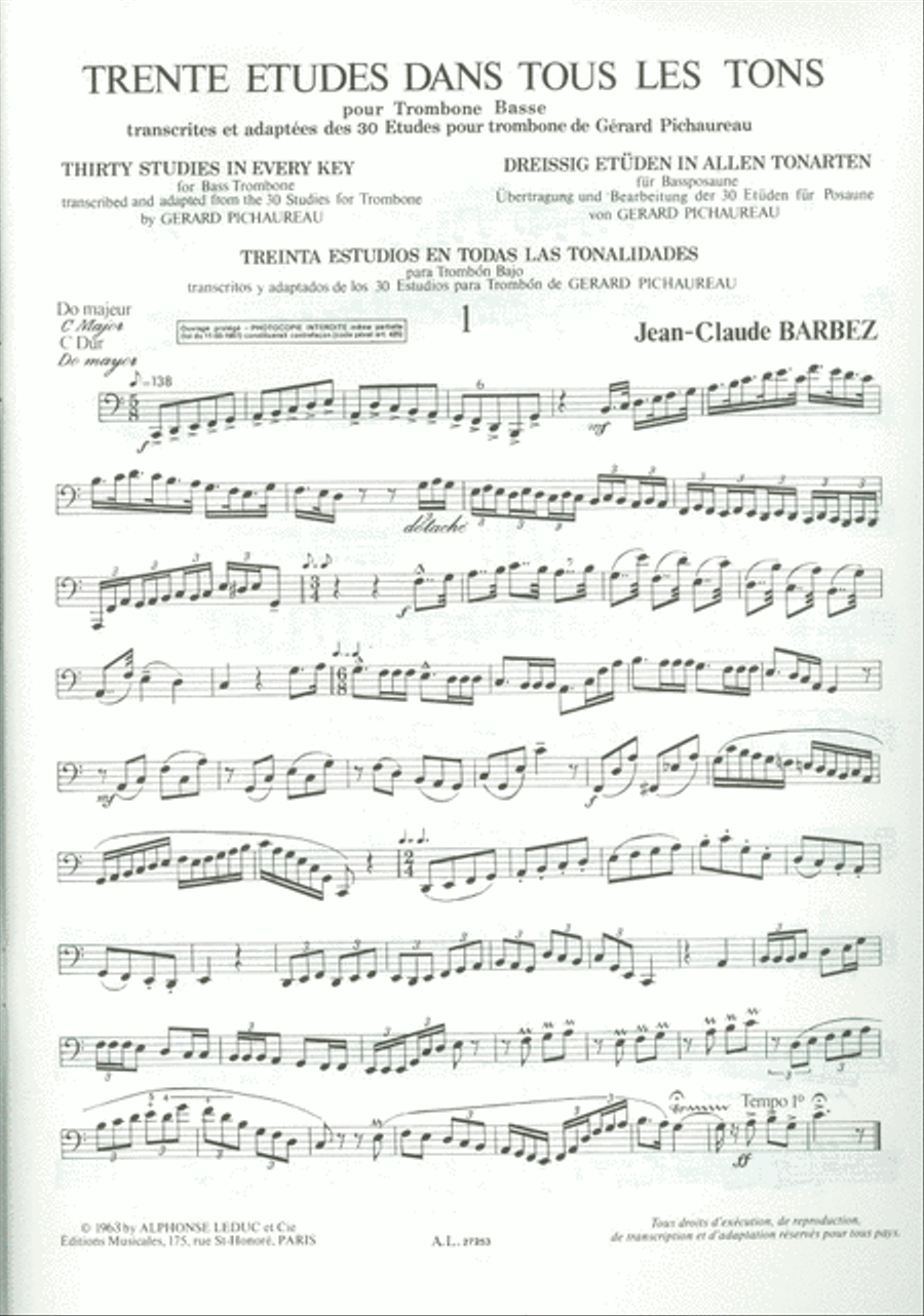 30 Etudes Dans Tous Les Tons (trombone-bass Solo) Trombone Solo scores gallery preview page 2