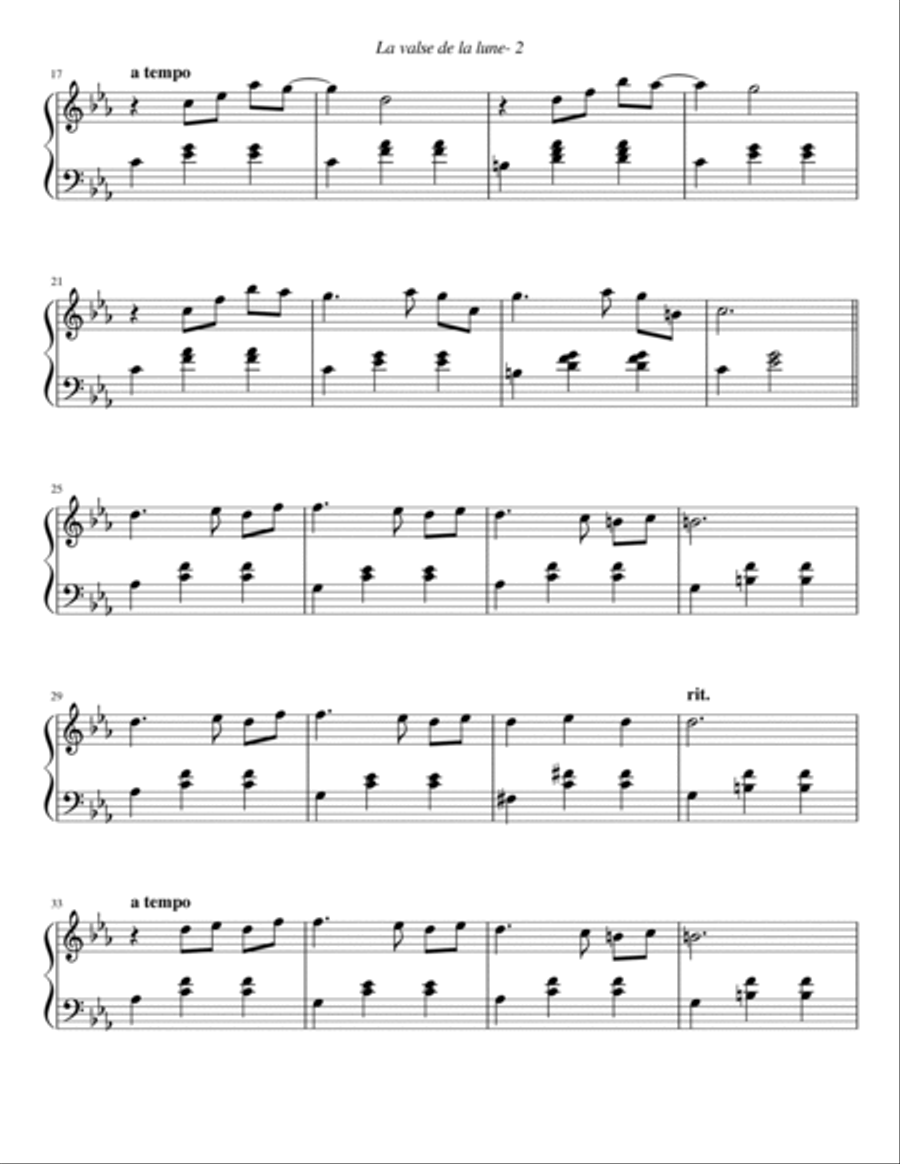 La valse de la lune Piano Solo scores gallery preview page 2