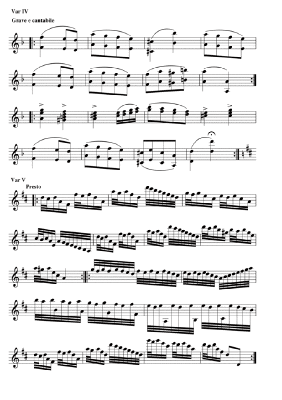 Variations on the theme from Haydn's 'Surprise' Symphony for Solo Violin Violin Solo scores gallery preview page 3