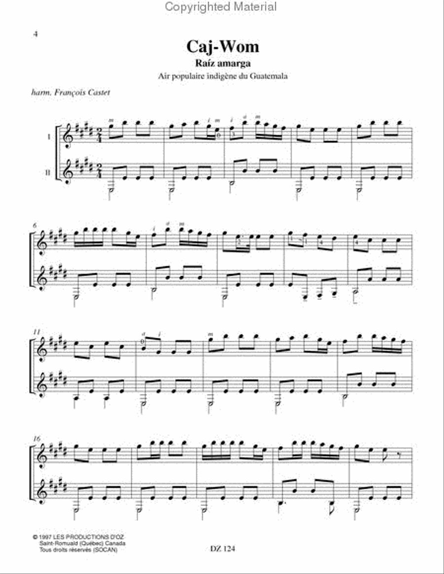 9 duos sur des airs populaires du Guatemala et du Costa Rica Classical Guitar scores gallery preview page 2