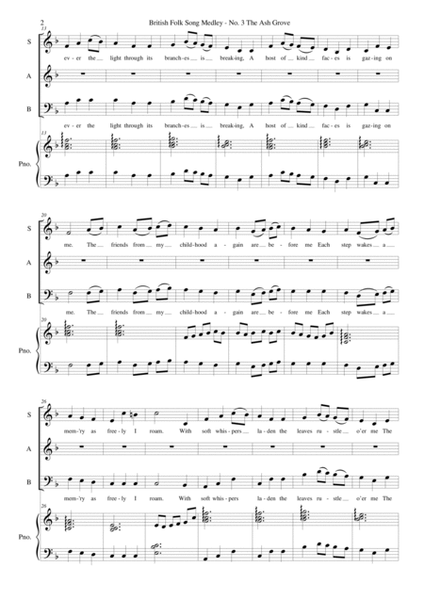 The Ash Grove for SAB choir and piano or keyboard with harp stop image number null