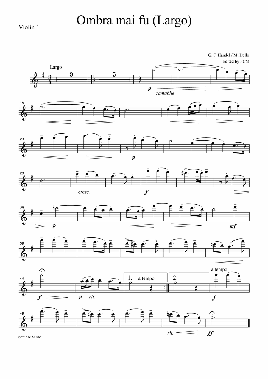 Handel Ombra mai fu (Largo), for 4 Violins, VN404 String Quartet scores gallery preview page 2