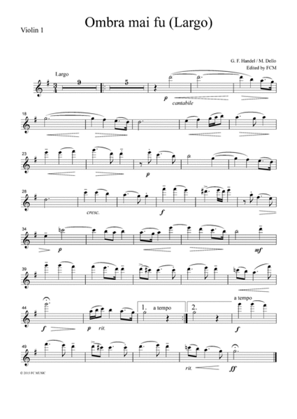 Handel Ombra mai fu (Largo), for 4 Violins, VN404