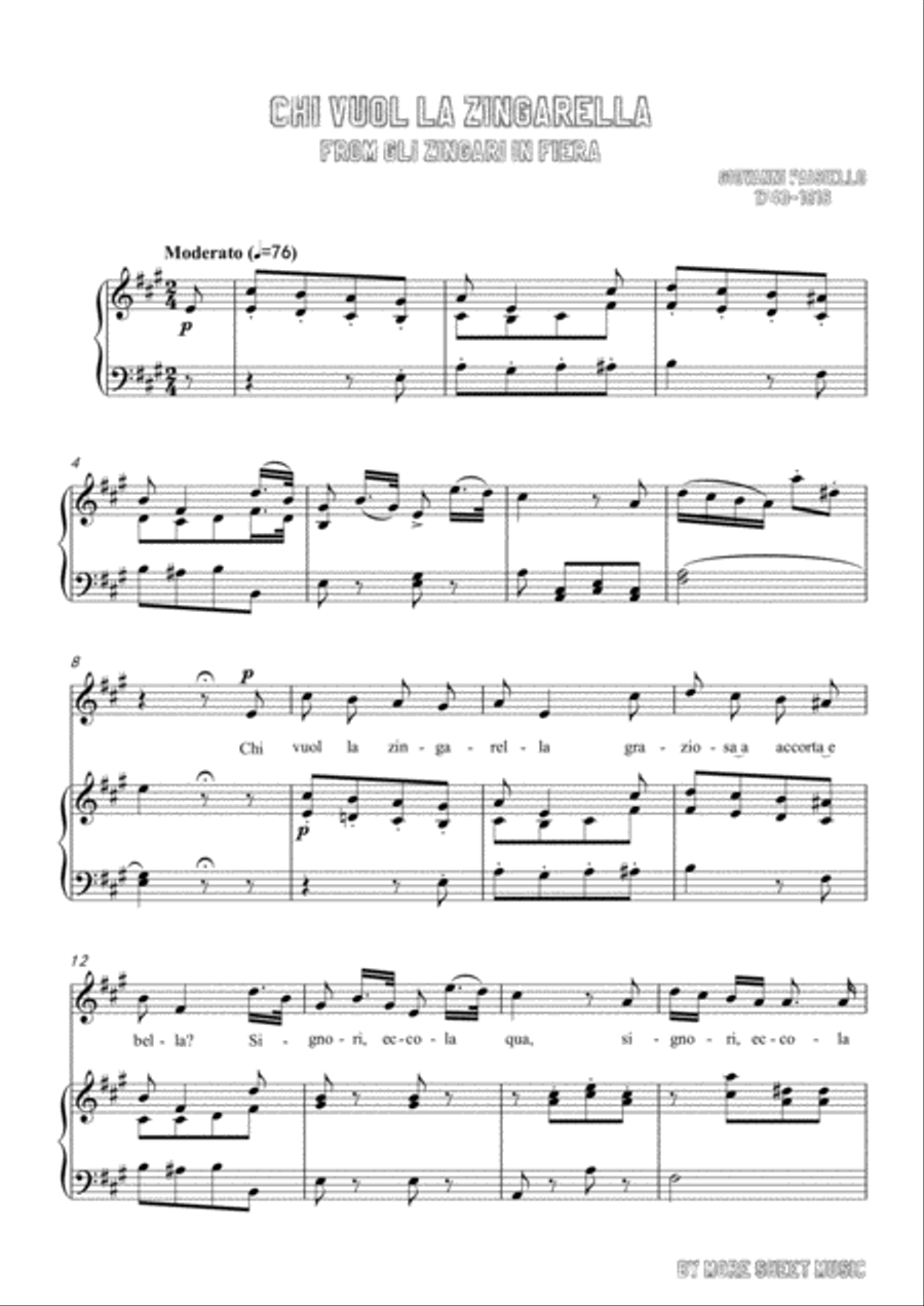 Paisiello-Chi Vuol la zingarella in A Major,for Voice and Piano Voice Solo scores gallery preview page 3