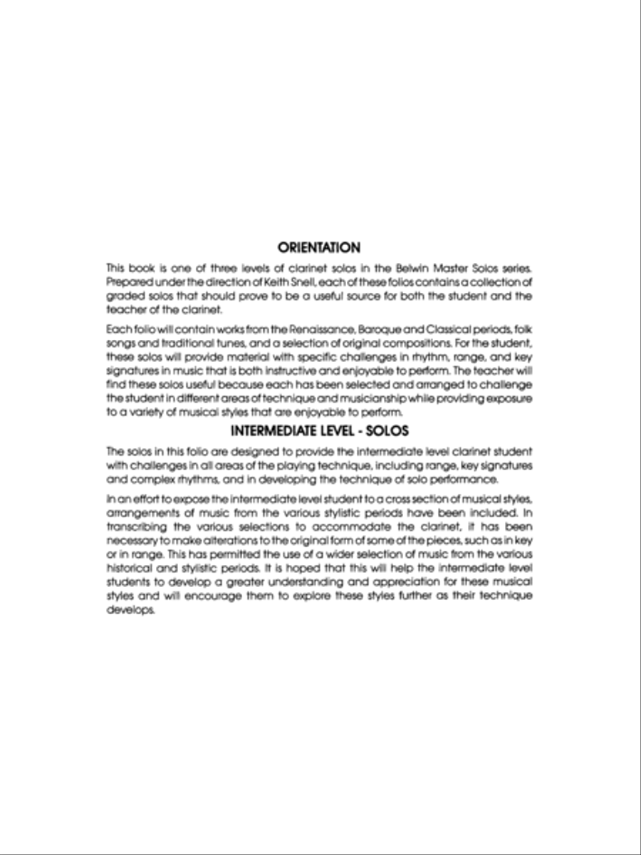Belwin Master Solos (Clarinet), Volume 1 Clarinet Solo scores gallery preview page 3