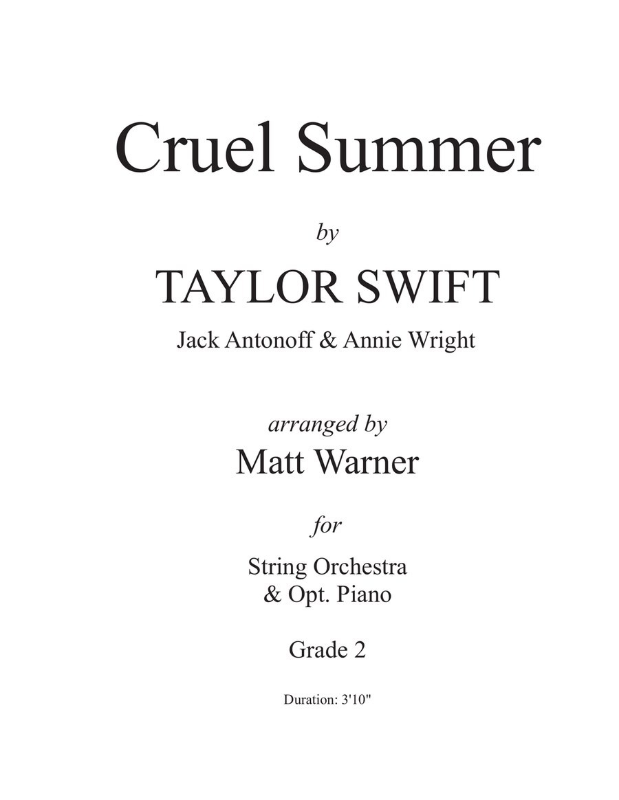 Cruel Summer String Orchestra scores gallery preview page 1