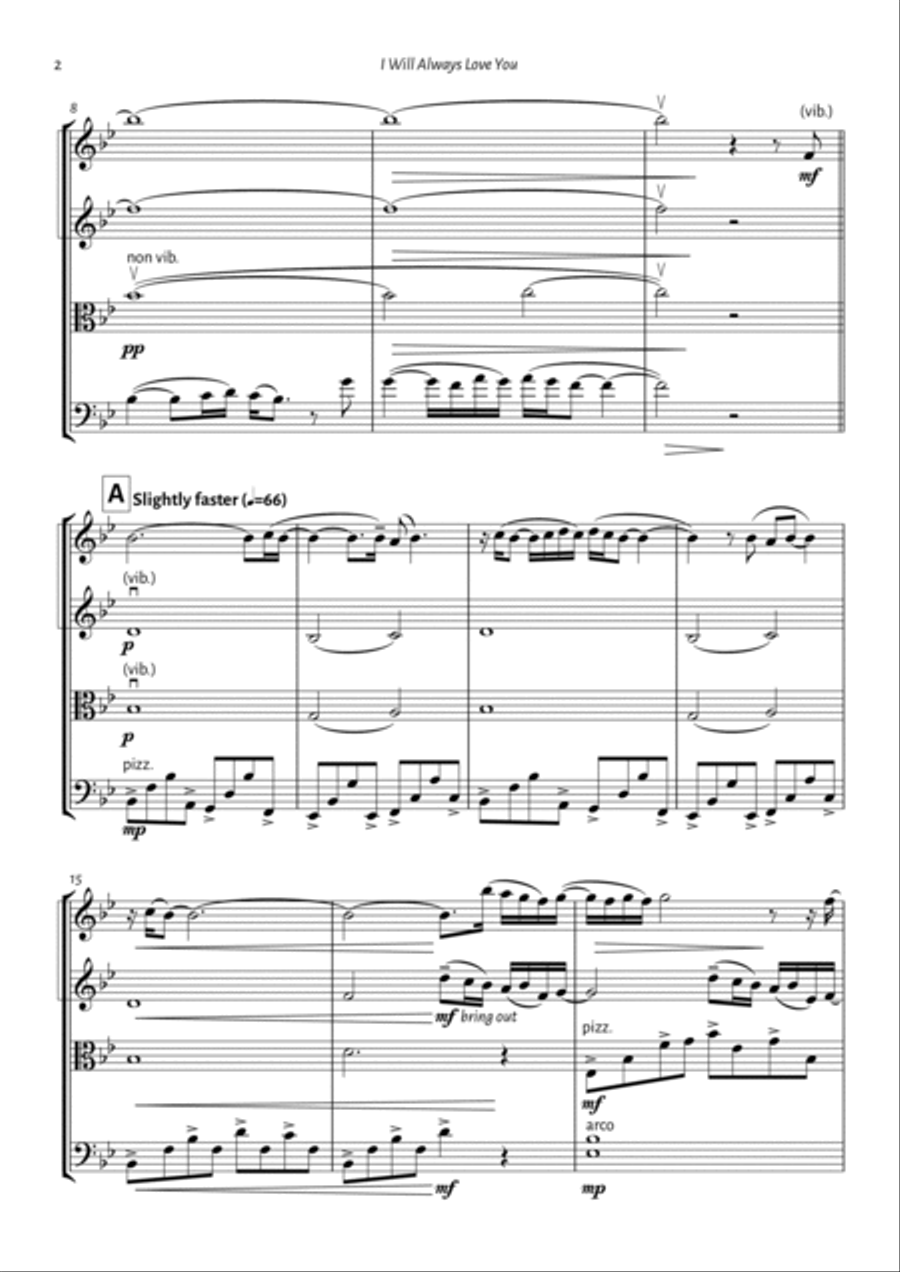 I Will Always Love You String Quartet scores gallery preview page 2