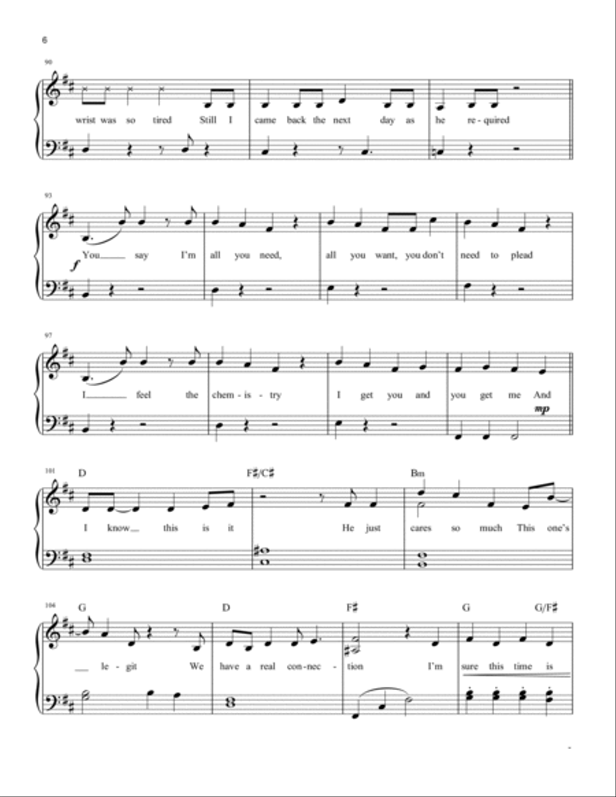 All You Wanna Do (from Six: The Musical) Easy Piano scores gallery preview page 6