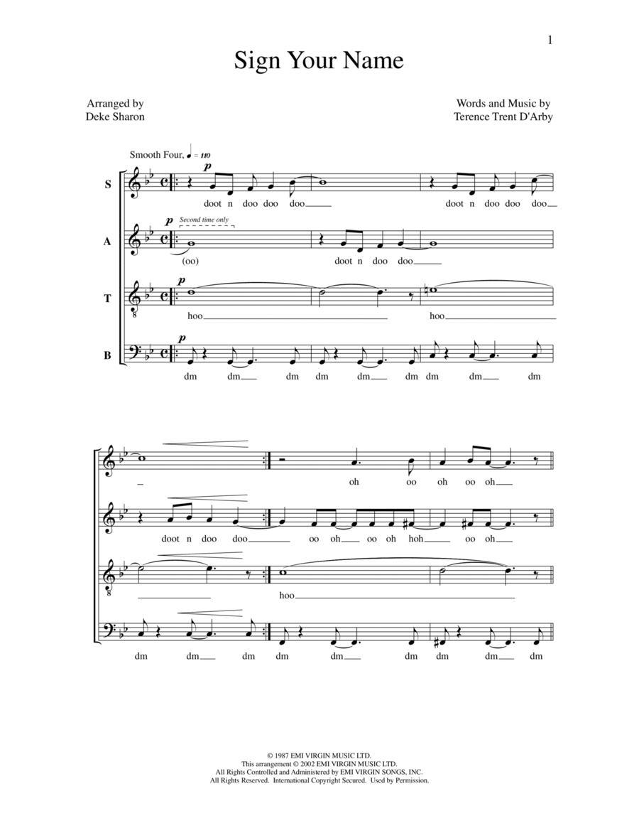 Sign Your Name 4-Part scores gallery preview page 1