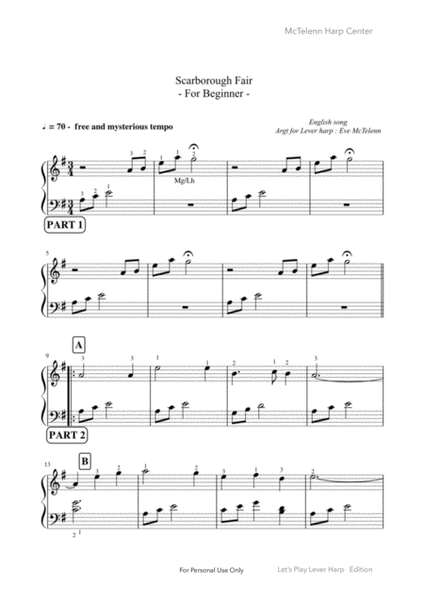 Scarborough Fair - Argt by Eve Mctelenn -  Video Course + Sheet tune with fingerings- image number null