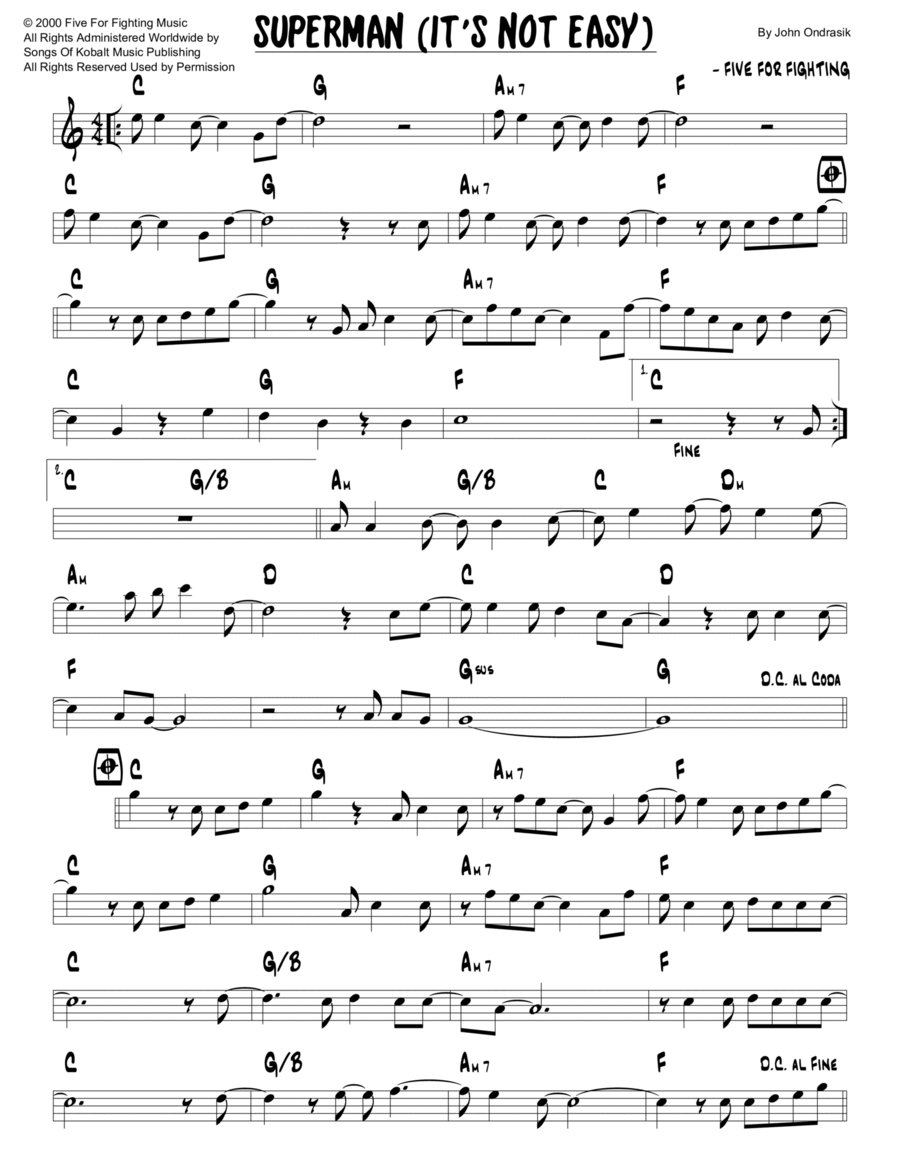 Superman (it's Not Easy) Piano scores gallery preview page 1