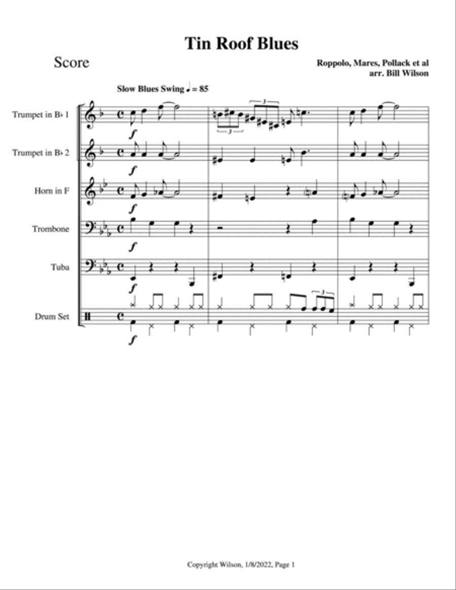 Tin Roof Blues Brass Quintet scores gallery preview page 2
