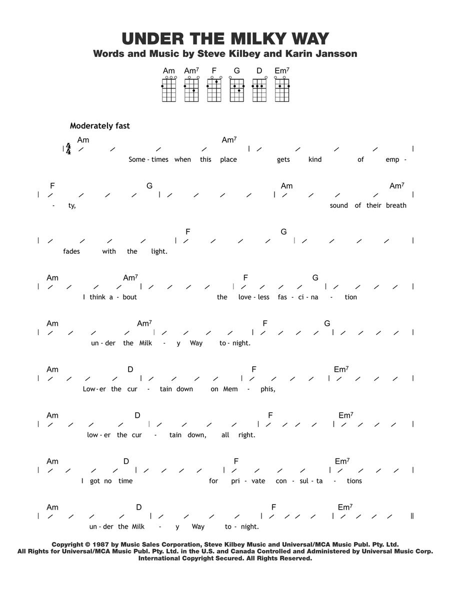 Under The Milky Way Under The Milky Way Ukulele scores gallery preview page 1