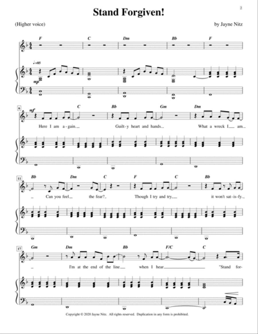 Stand Forgiven! (high voice) High Voice scores gallery preview page 2