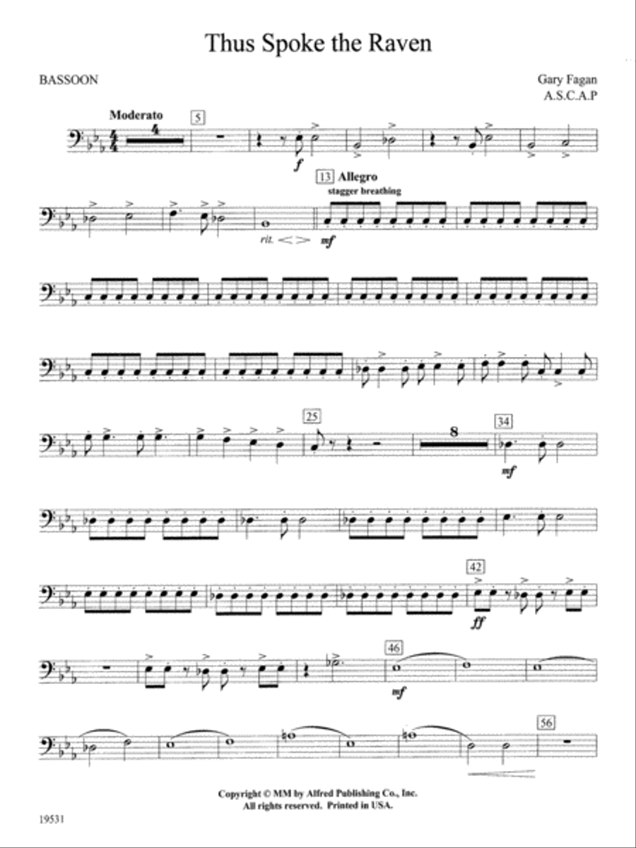 Thus Spoke the Raven: Bassoon Concert Band scores gallery preview page 1