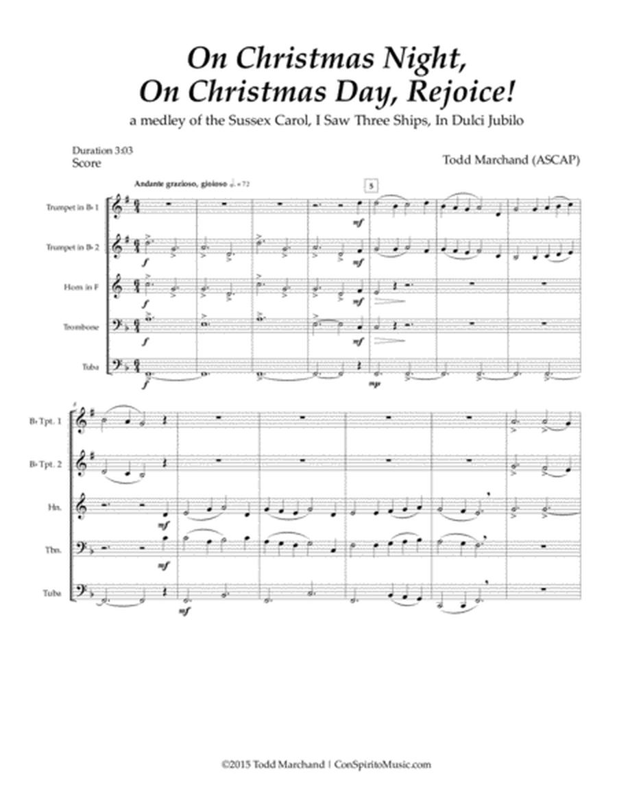 On Christmas Night, On Christmas Day, Rejoice! - brass quintet image number null