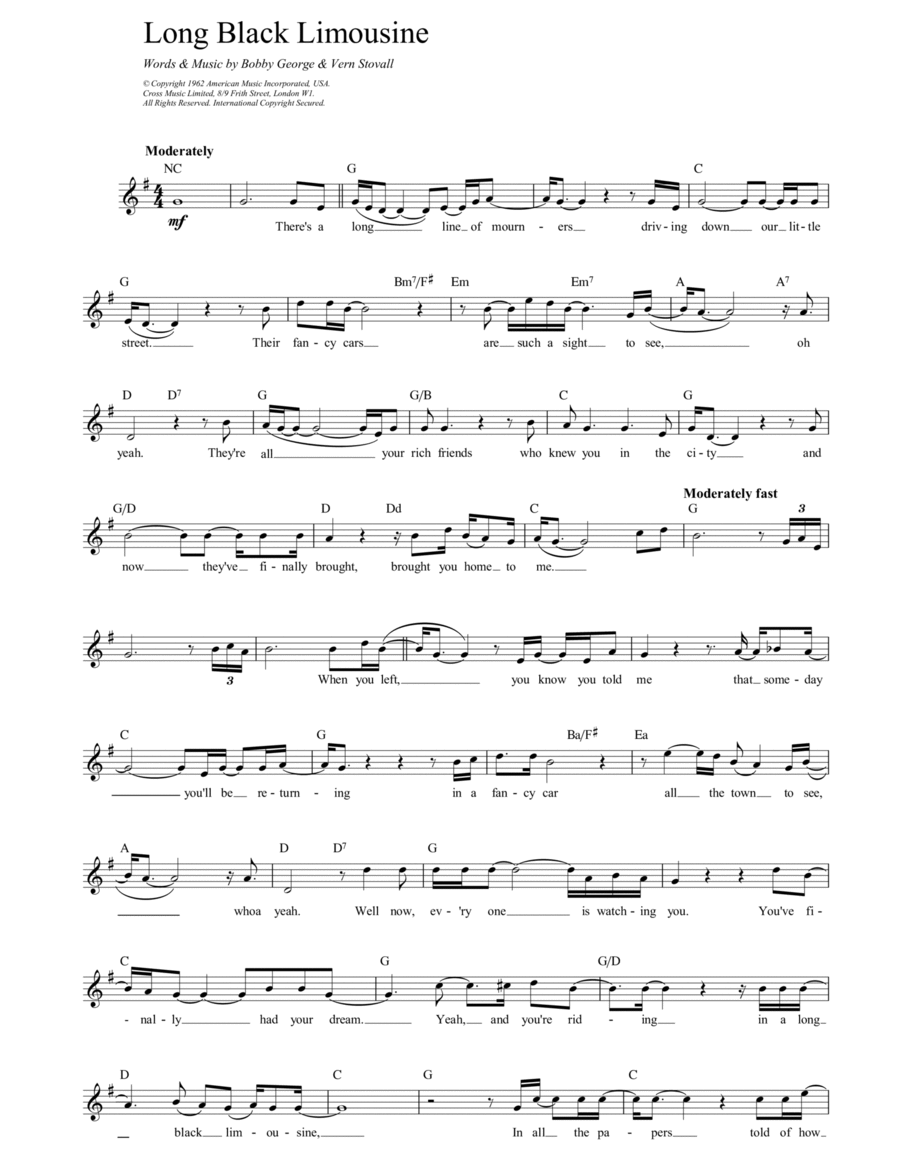 Long Black Limousine Piano scores gallery preview page 1