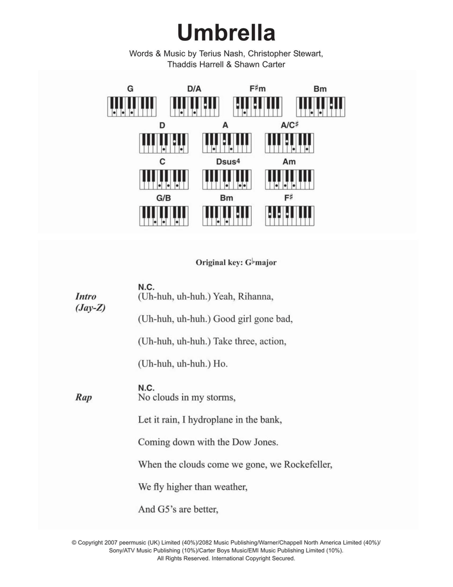 Umbrella Umbrella Piano scores gallery preview page 1