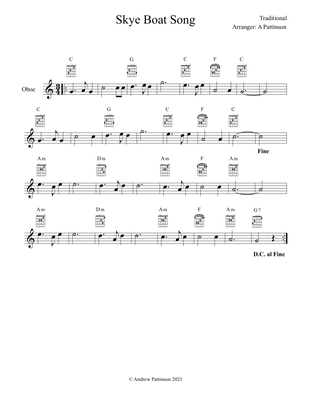 Skye Boat song for Oboe with Chords