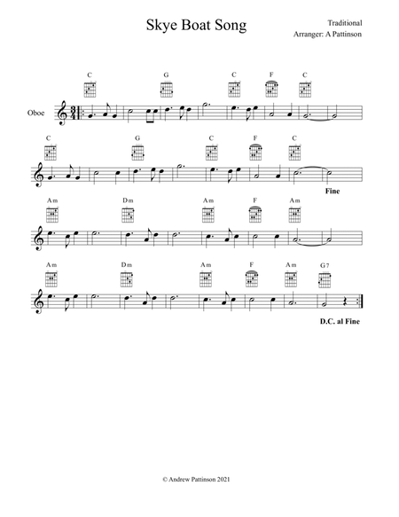 Skye Boat song for Oboe with Chords image number null