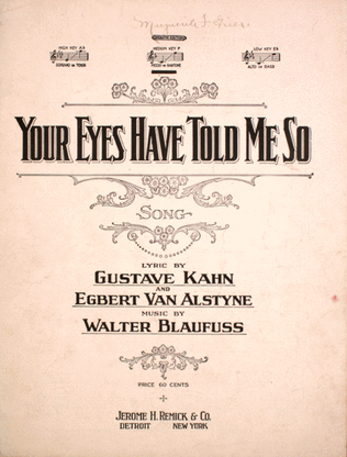Book cover for Your Eyes Have Told Me So. Song